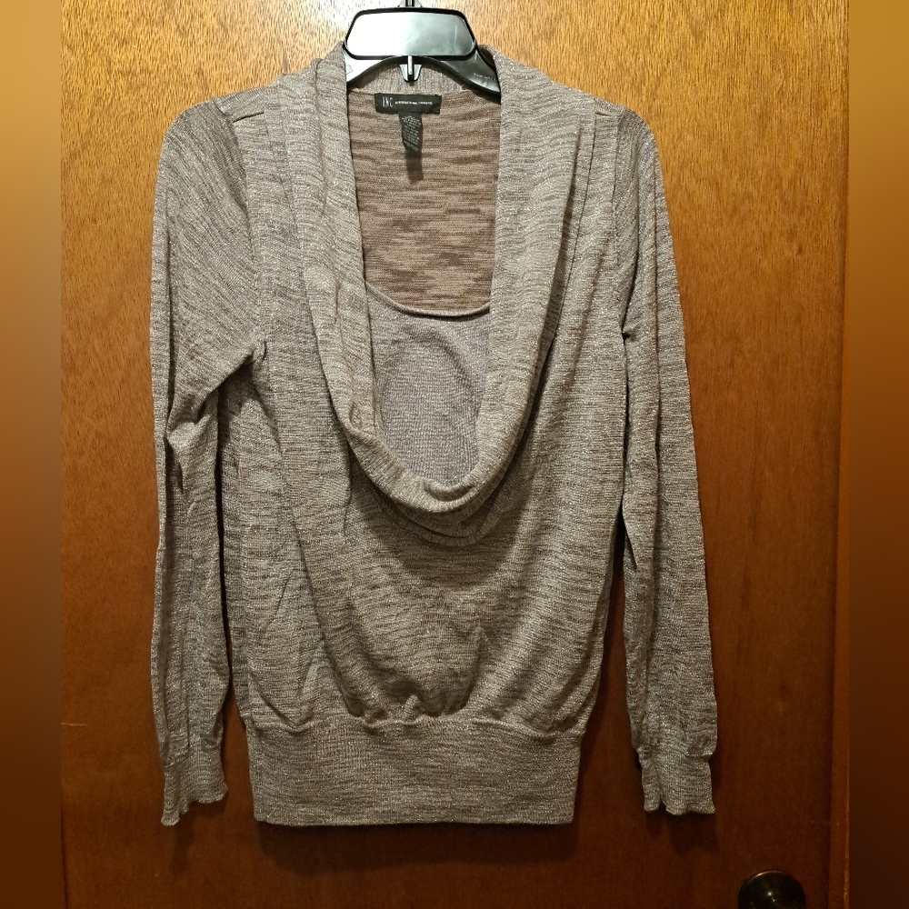Womens INC International Concepts Silver Sparkle Sweater Large